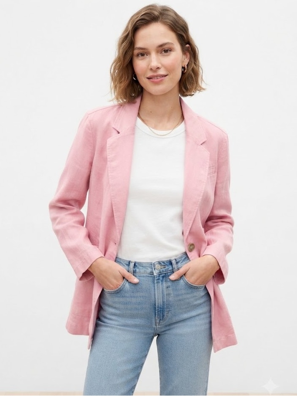 GAP Pink Linen Cotton Blazer Jacket women’s large